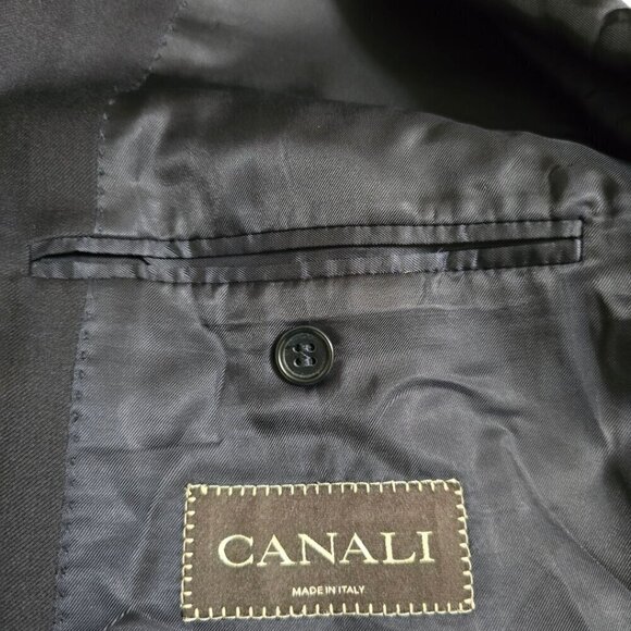 Canali Vintage Navy Single Breasted Italian Wool Blazer Sz 50L - Picture 10 of 12